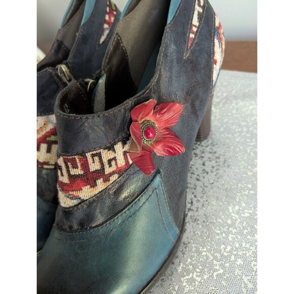 CrazycatZ Shoes Booties Women 42 Colorful Boho Hippie Festival Painted Leather - Picture 7 of 12